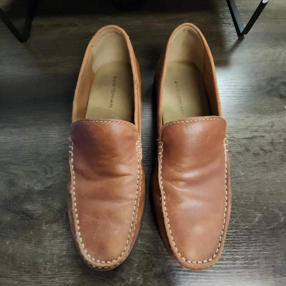 Bostonian Brown Leather Strada Venetian Slip On Loafers Shoes Mens 9 Driving